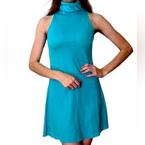 VINTAGE 60S HANDMADE ROBINS EGG BLUE GOGO MINI DRESS SZ SMALL